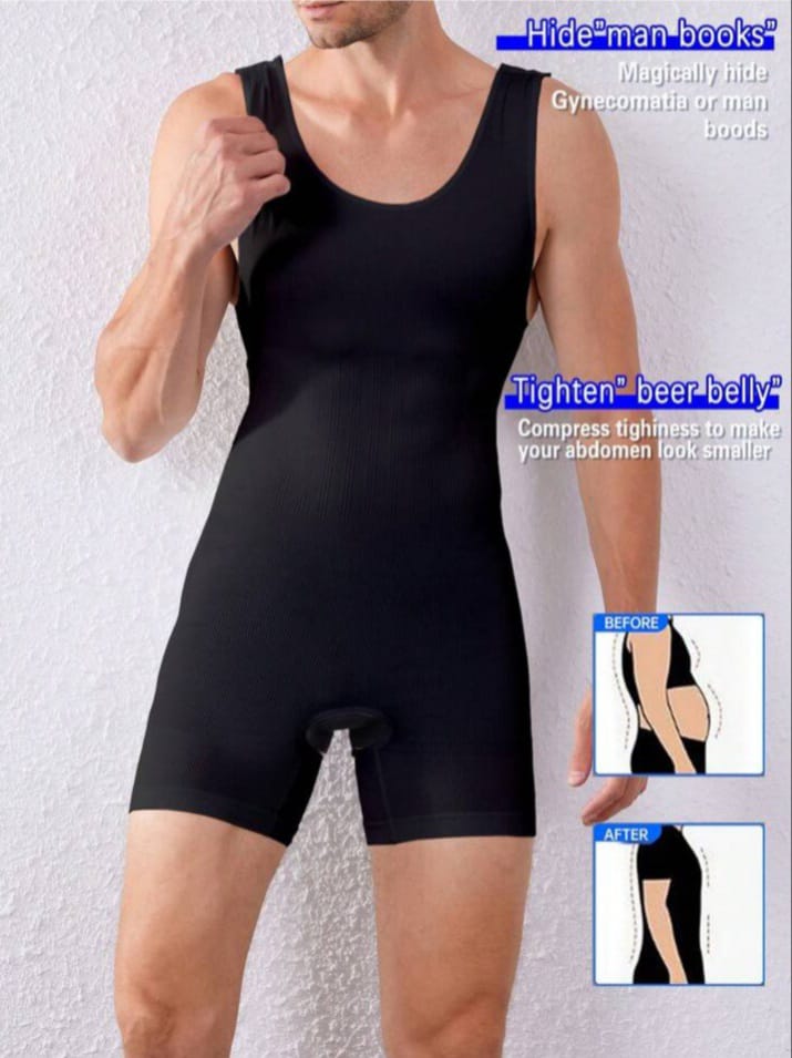B-FIT Men's Feline Solid Color Crew Neck Shapewear